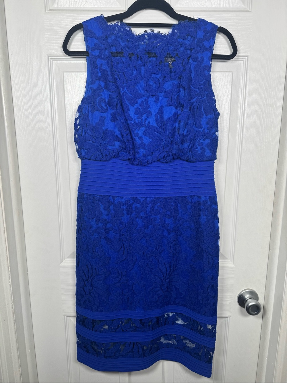 Tadashi Shoji Royal Blue Lace Sheath Cocktail Dress Petite 12P